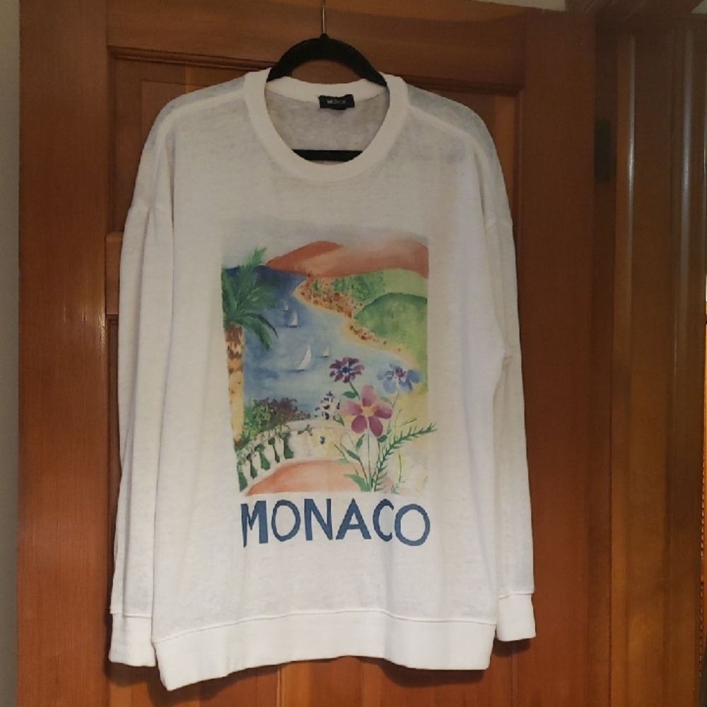 Wildfox White Monaco Graphic Crewneck Leightweight Sweatshirt